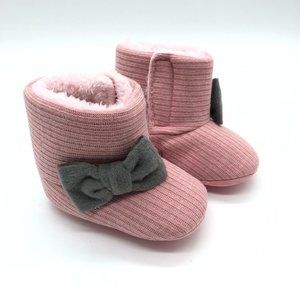 Myggpp Baby Boys Girls Booties Knit Soft Sole Faux Fur Lined Pink Size 5